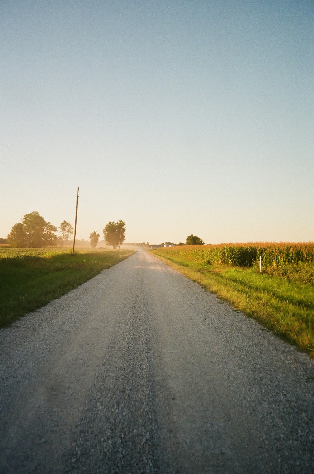Carretera de asfalto gris entre campos de hierba verde durante el día