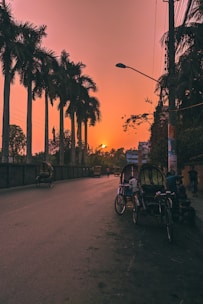 Sunset view of a spacious plot with paved roads and street lights near Lulu Mall.