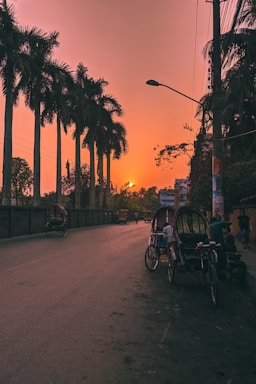 Sunset view of a well-maintained plot with street lights near Lulu Mall.