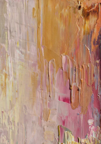 Textured canvas showing subtle emotional layers beneath a veil of soft ivory paint.