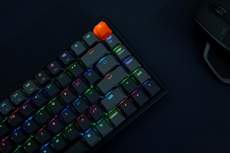 black and orange computer keyboard