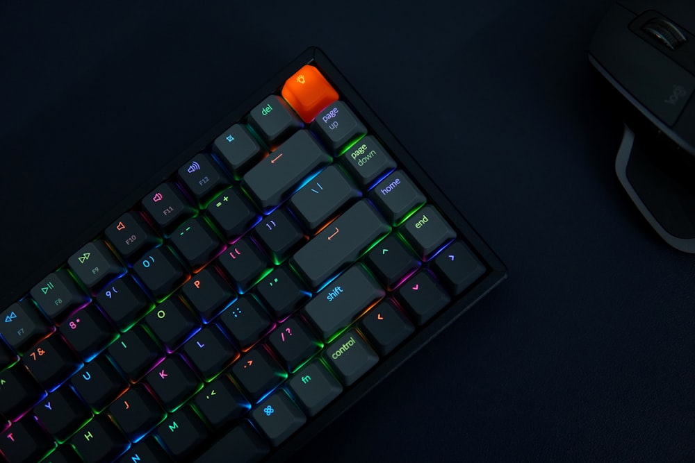 black and orange computer keyboard