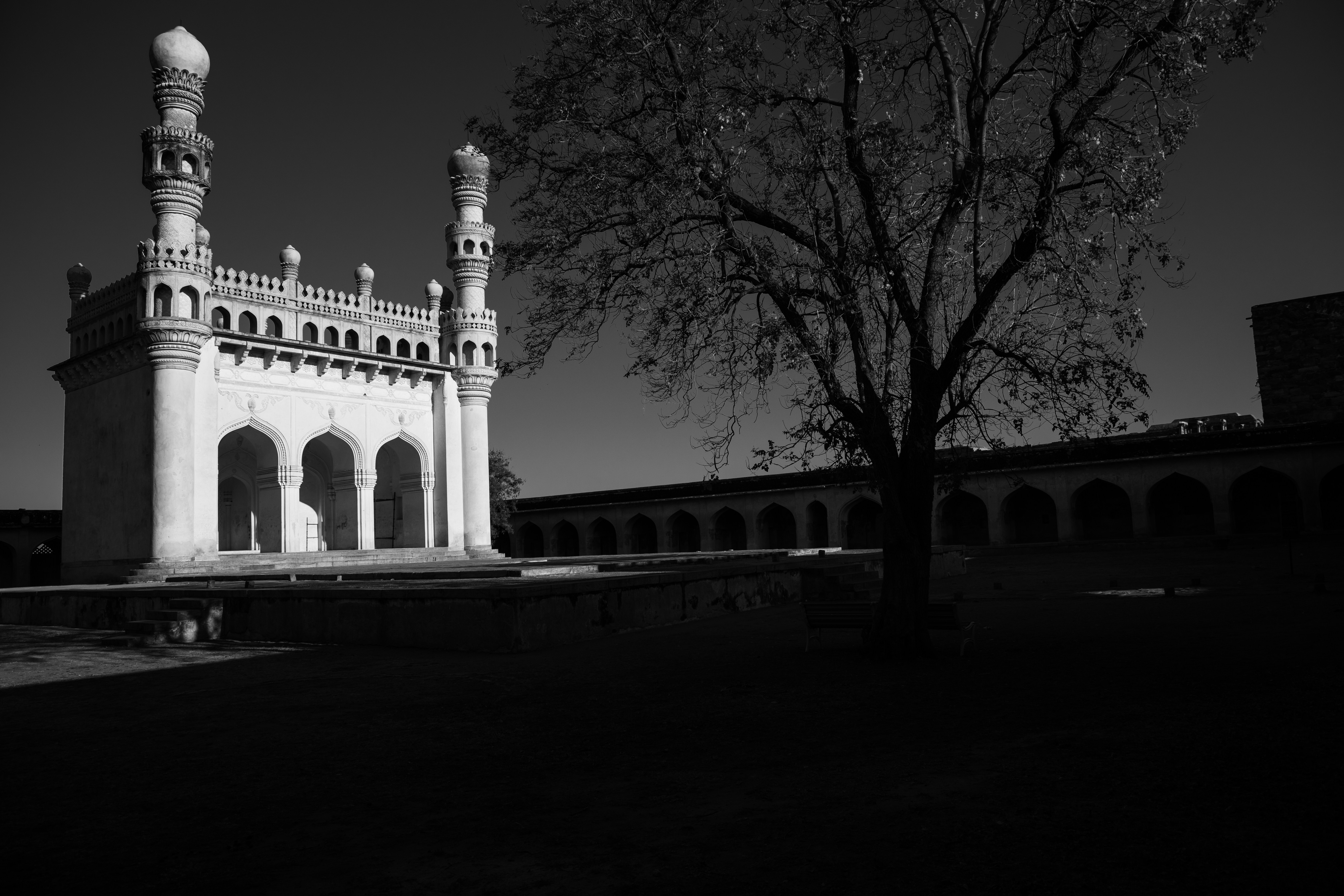 grayscale photo of concrete building, 