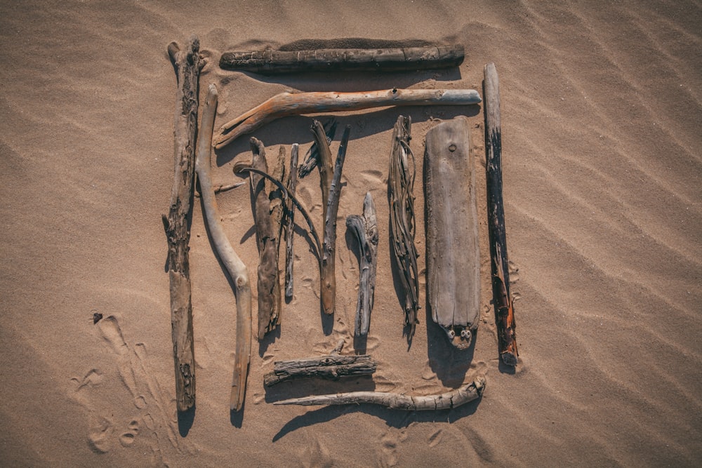 brown wooden frame on brown sand