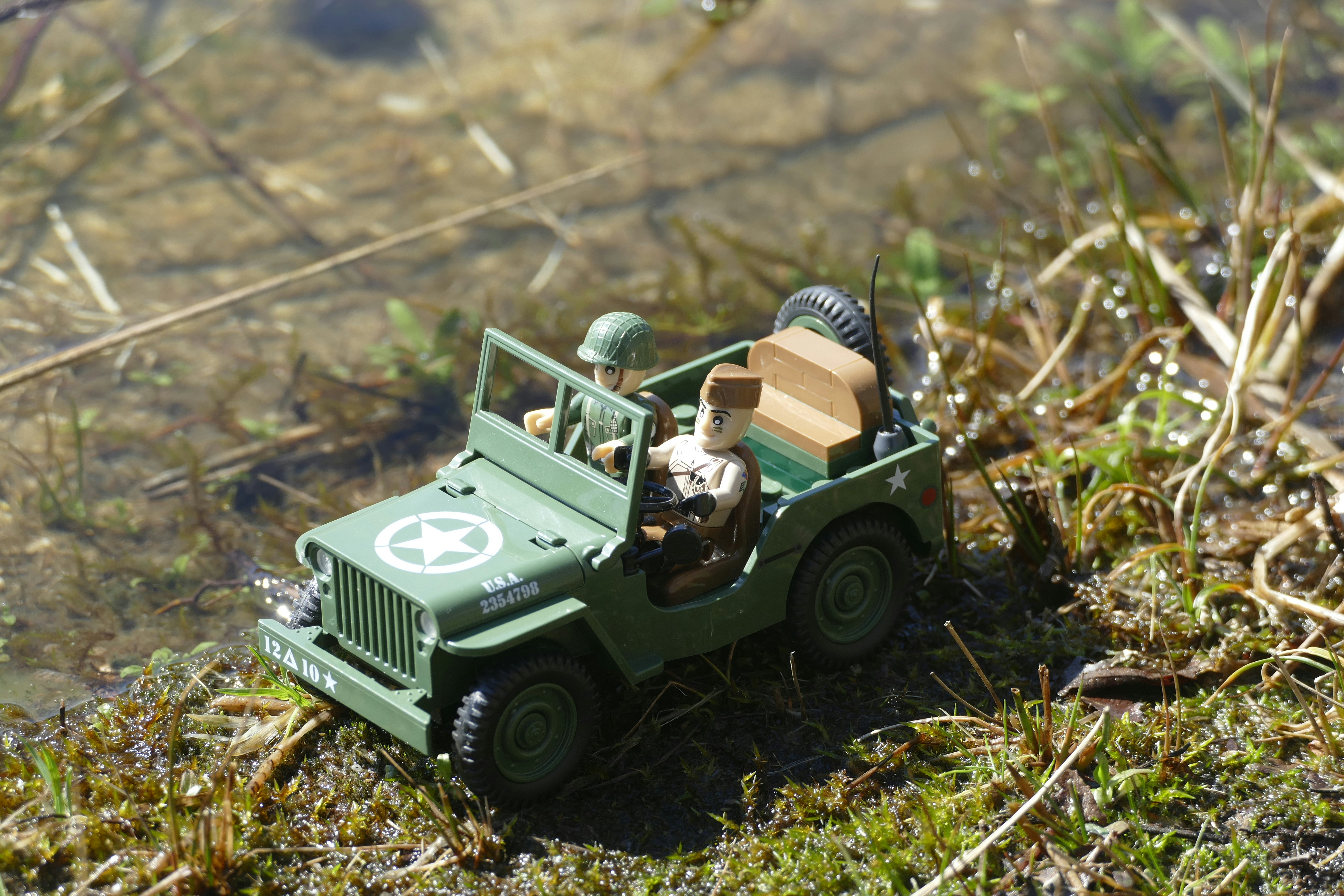 Green and white jeep wrangler scale model photo Free Vegetation Image