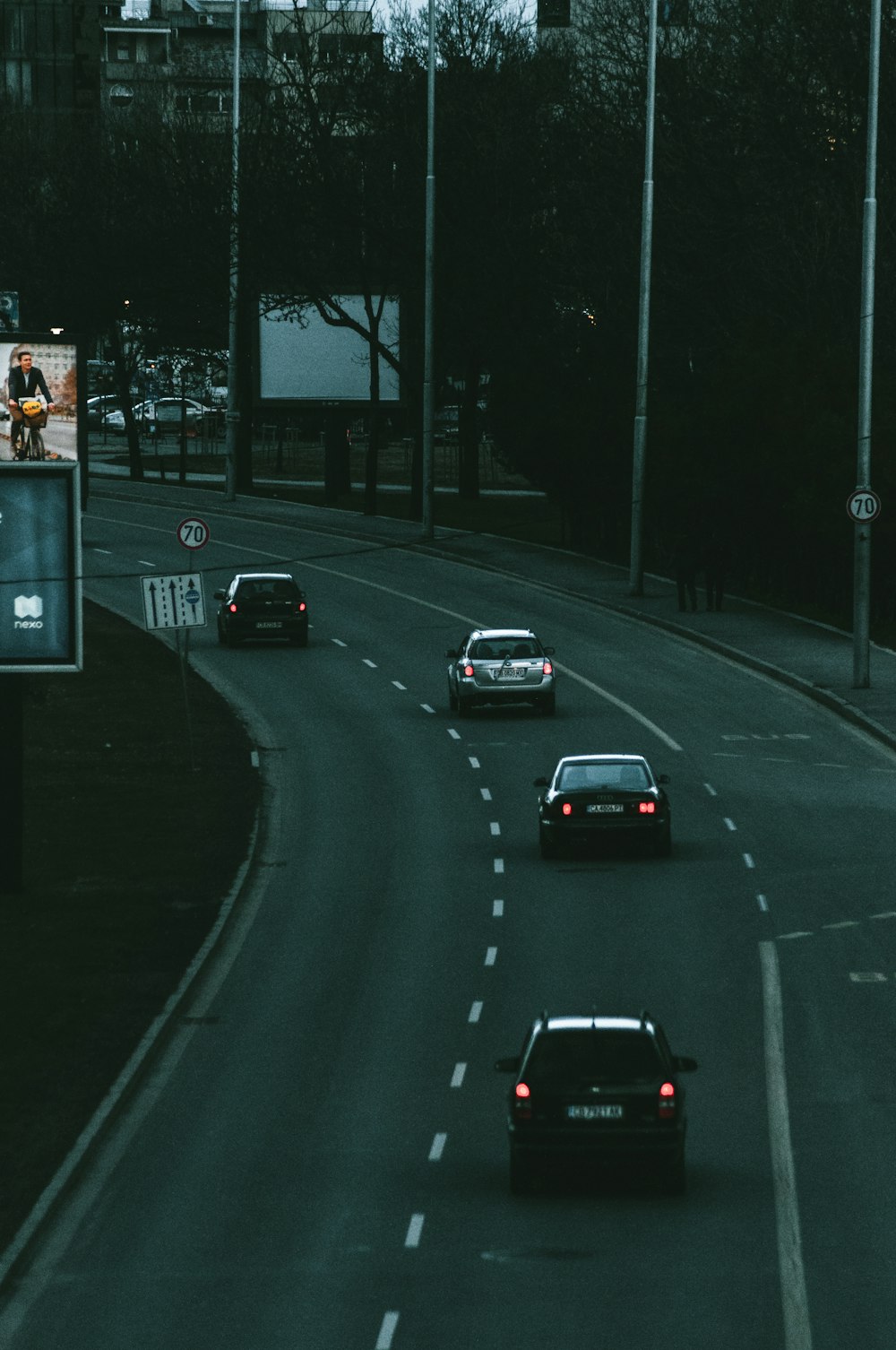 cars on road during night time