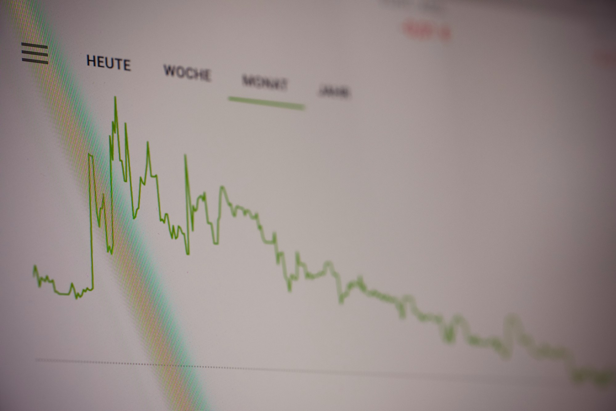 Stock trading chart. Made with analog vintage lens, Leica APO Macro Elmarit-R 2.8 100mm (Year: 1993)