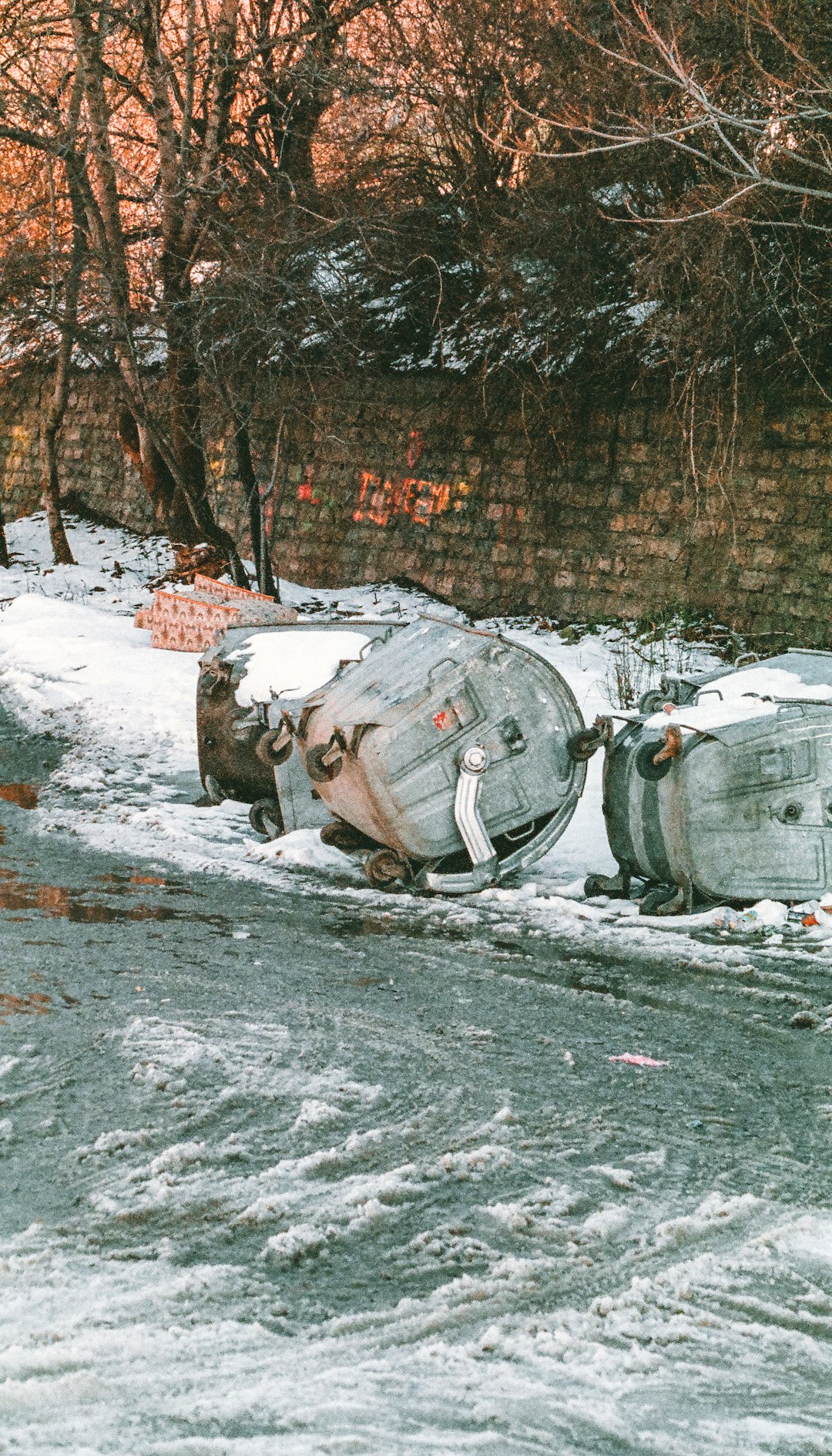 broken car on snow covered ground