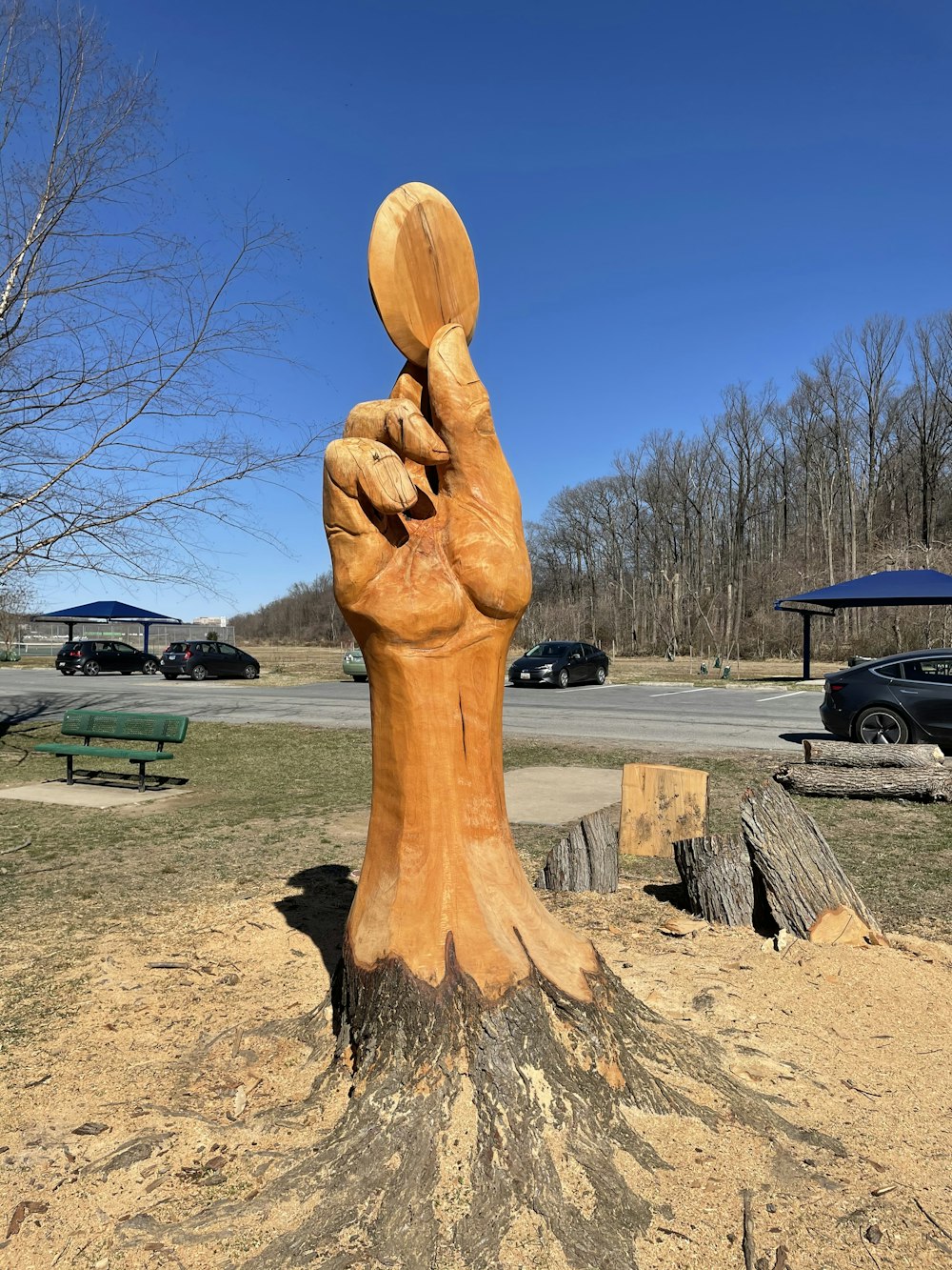 brown wooden human face statue