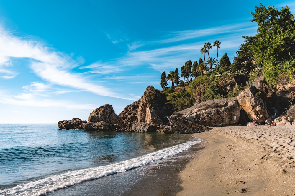 brown rock formation on sea shore during daytime