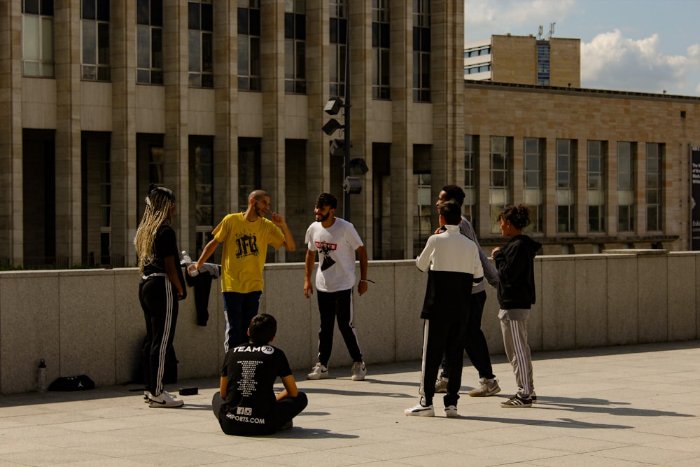 group of people walking on white floor