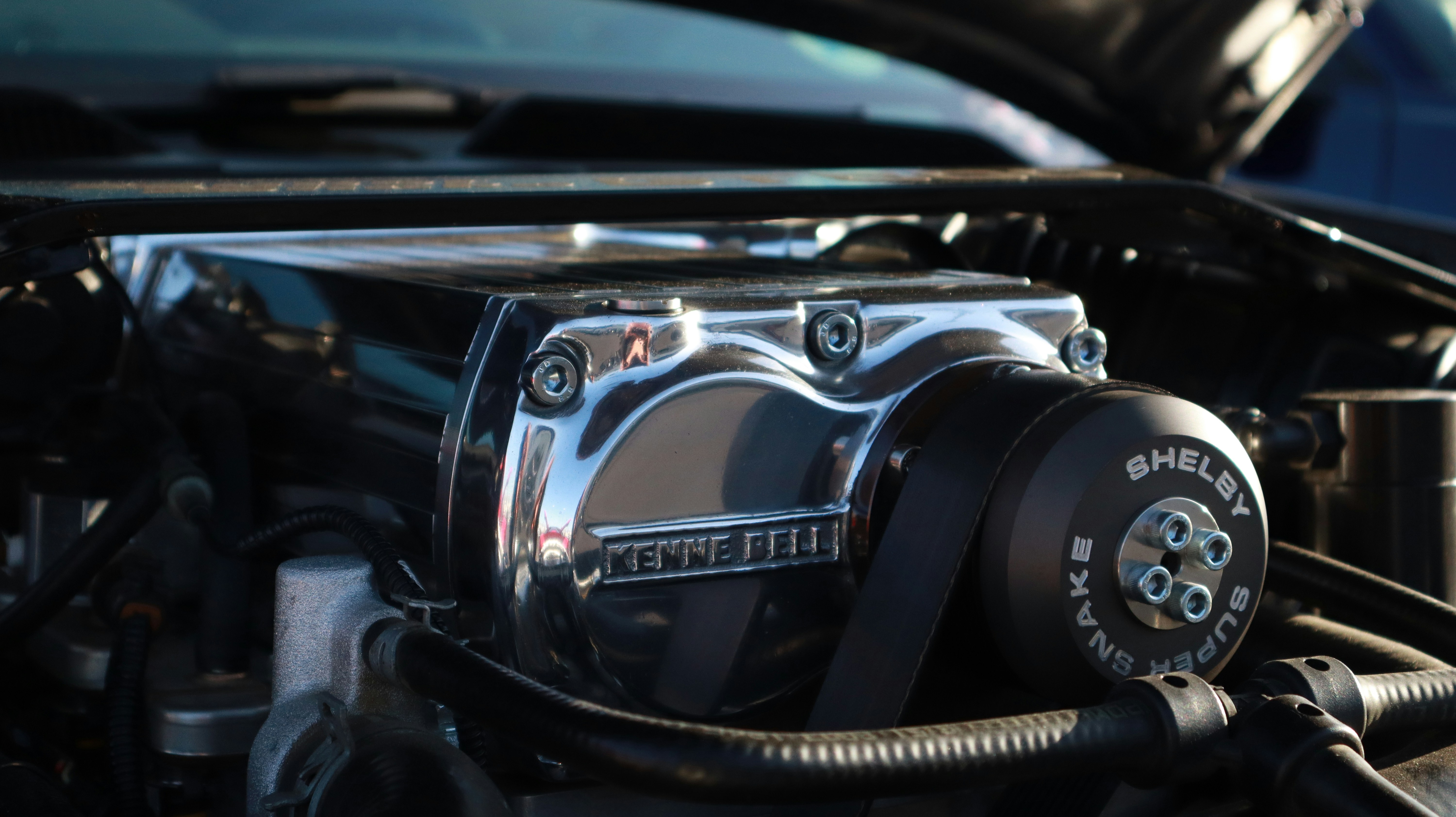 black and silver car engine