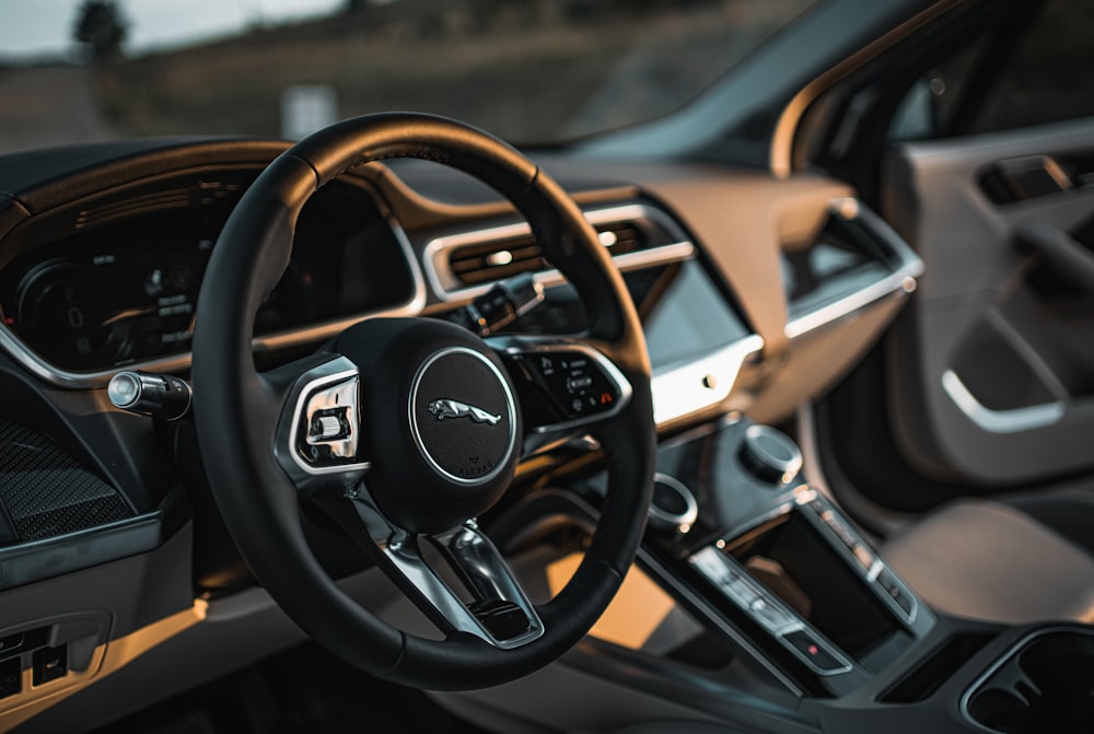 black and brown mercedes benz steering wheel