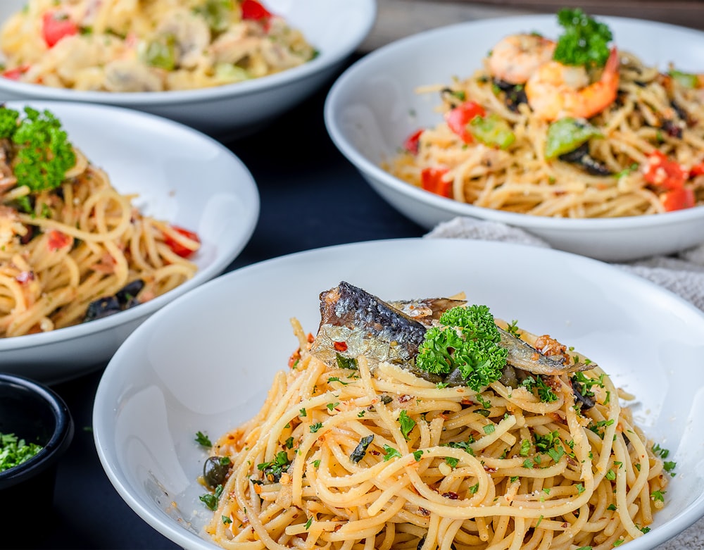 pasta dish on white ceramic plate