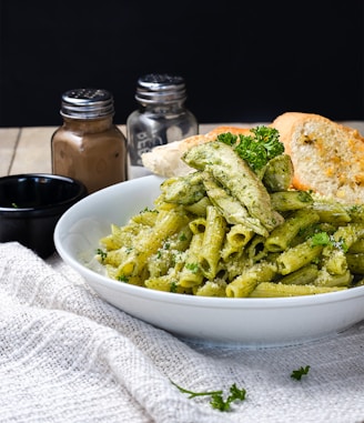 white ceramic bowl with green vegetable dish