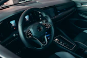 black bmw car steering wheel