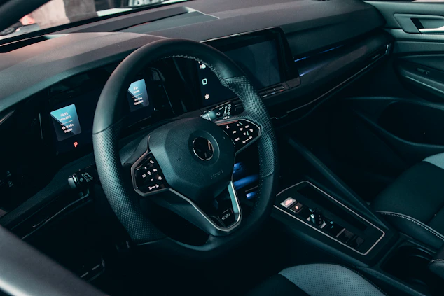 black bmw car steering wheel