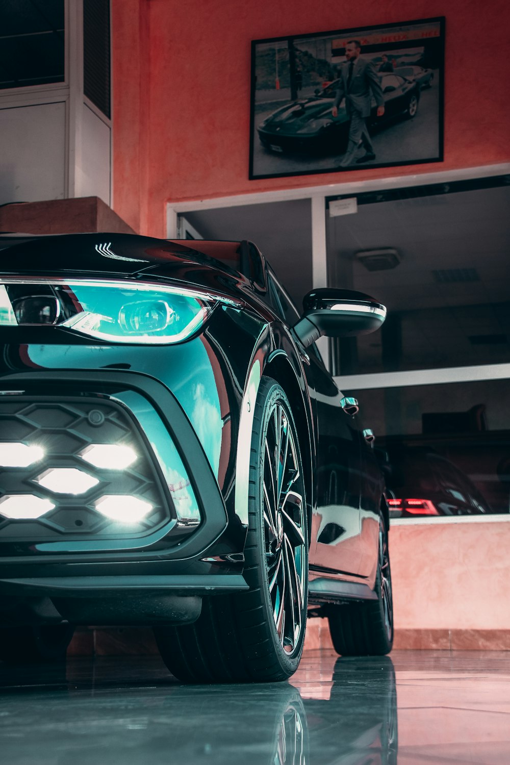 black and silver car in garage