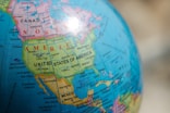 blue and brown desk globe