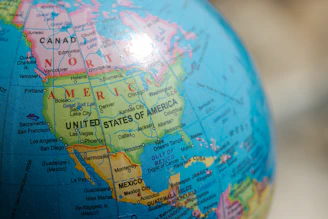 blue and brown desk globe