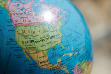 blue and brown desk globe