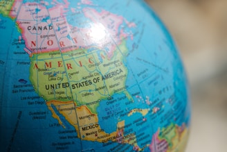 blue and brown desk globe