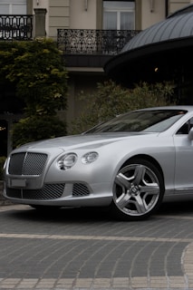 silver mercedes benz coupe parked near green trees during daytime