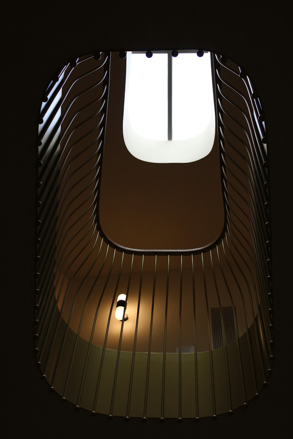 black and white spiral stairs