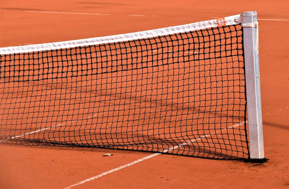 brown and white tennis net