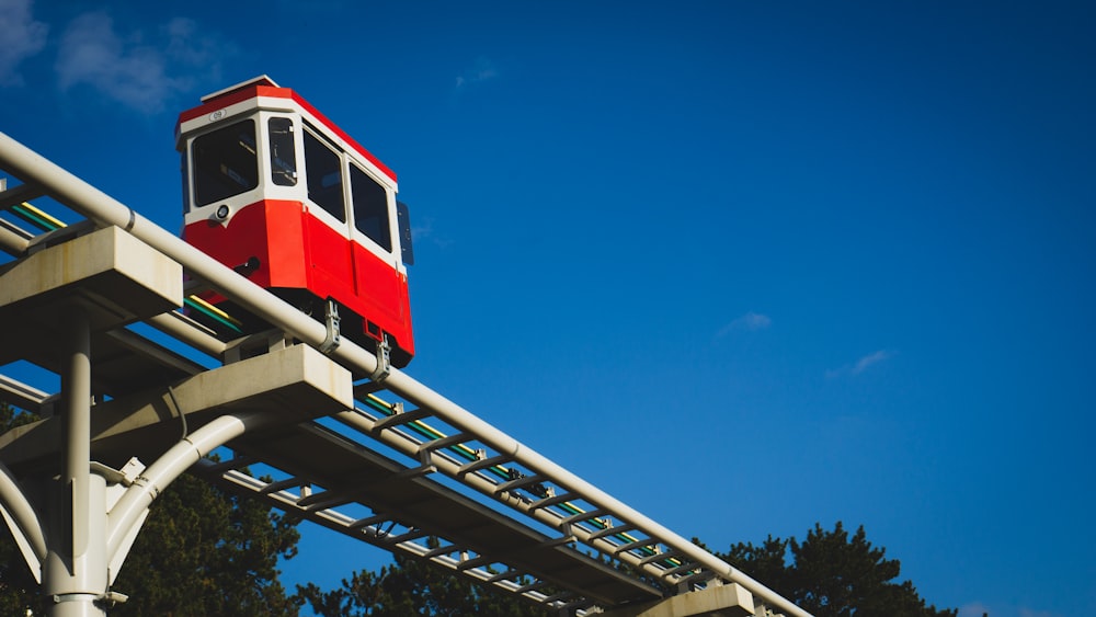 red and white metal tower