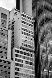 grayscale photo of high rise building