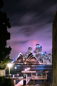 lighted sydney opera house during night time
