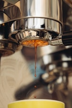 brown liquid in silver container