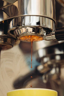 brown liquid in silver container