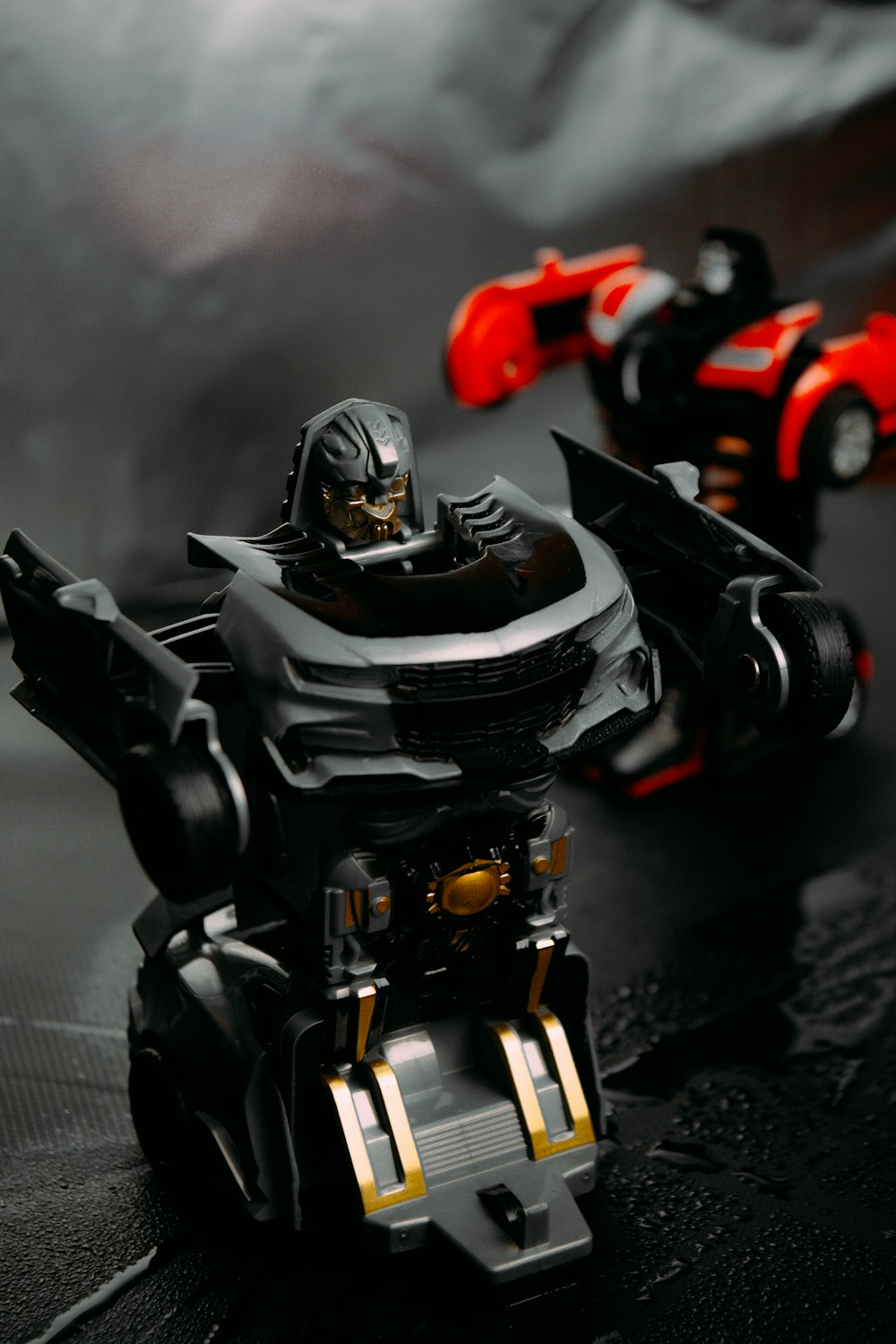 black and orange robot toy
