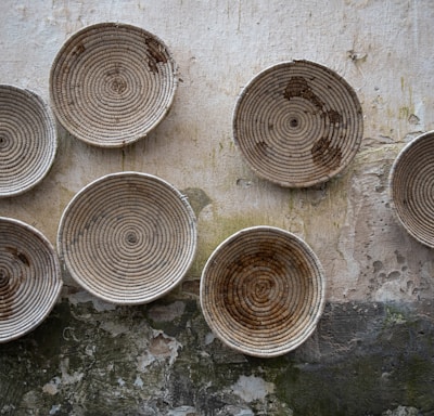 white and brown round decor