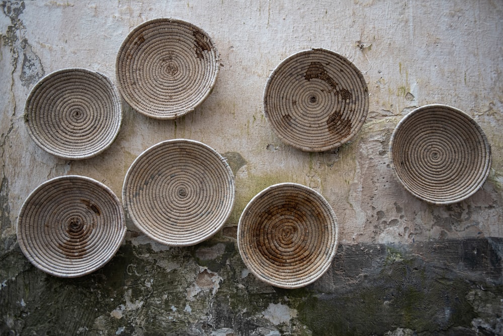 white and brown round decor