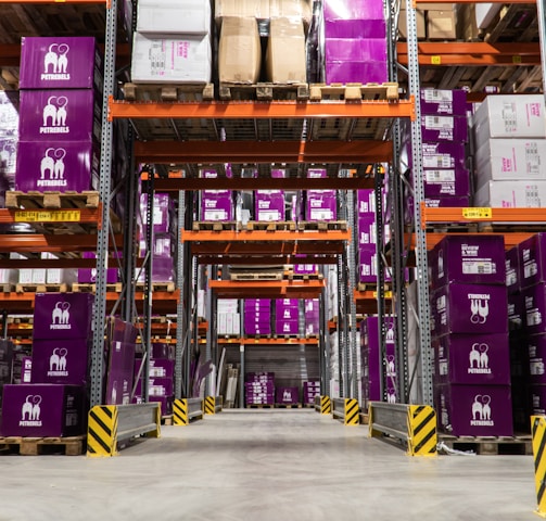 purple and brown wooden shelf