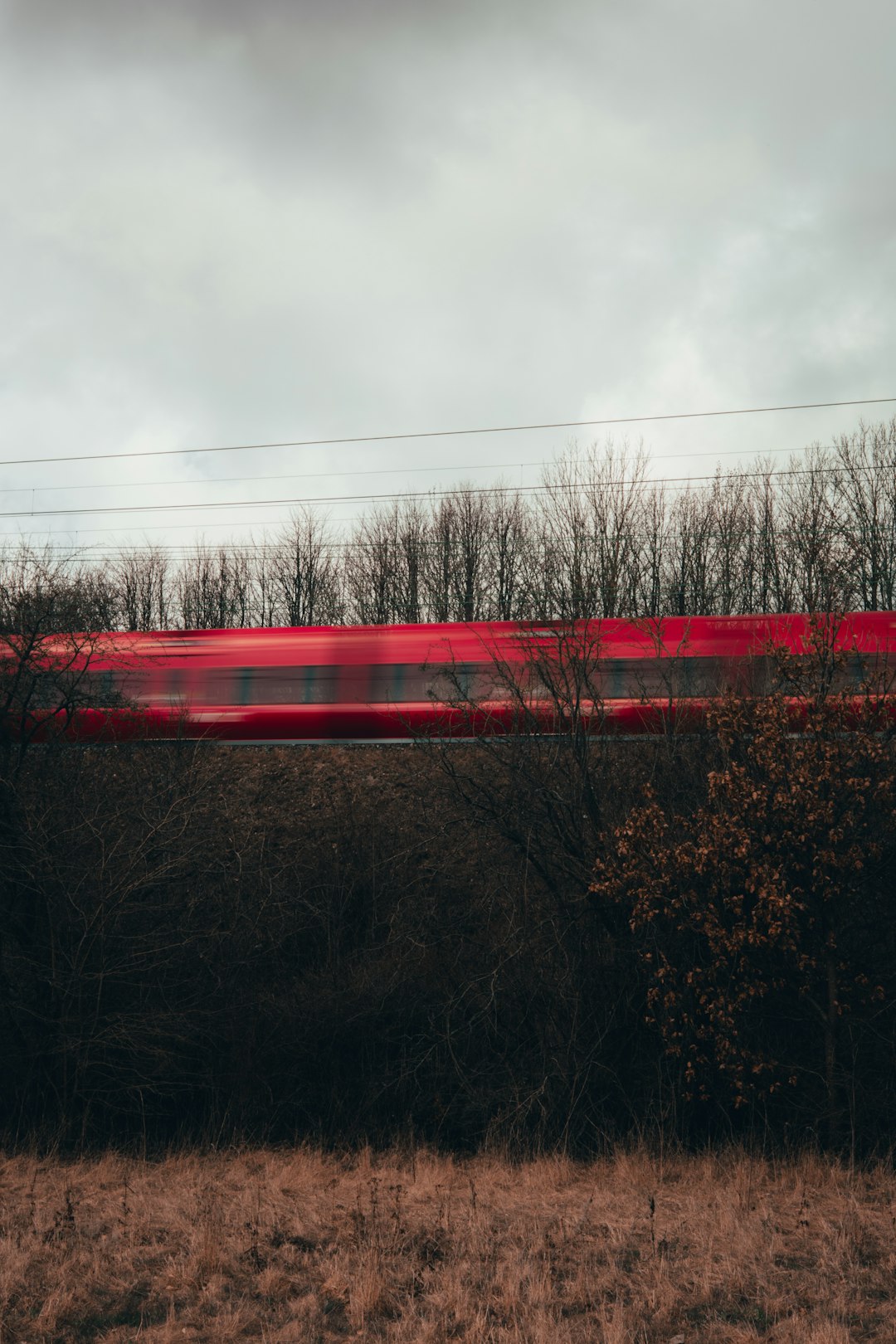 red and white train on rail road