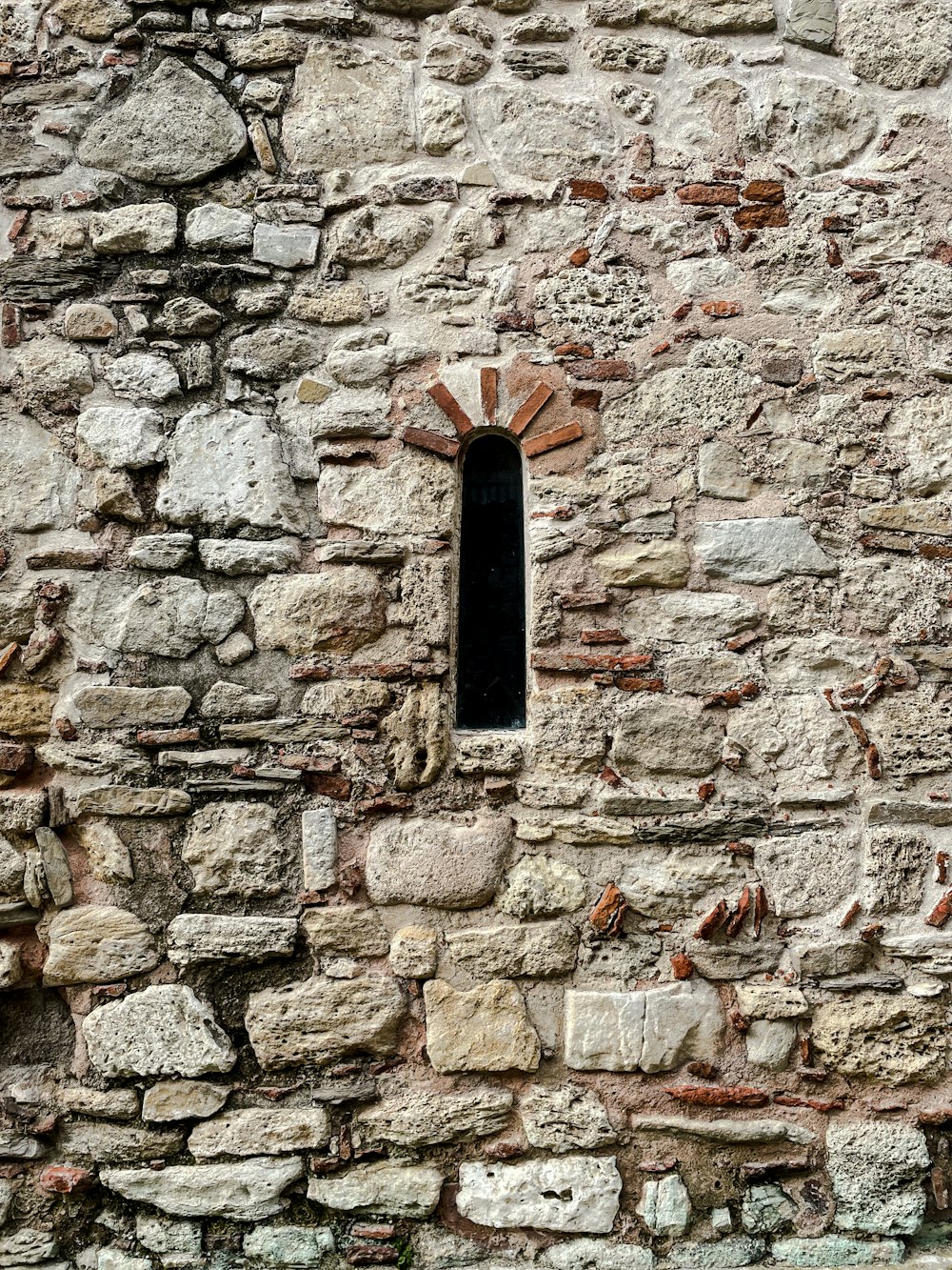 Porte en bois noir sur mur de briques brunes