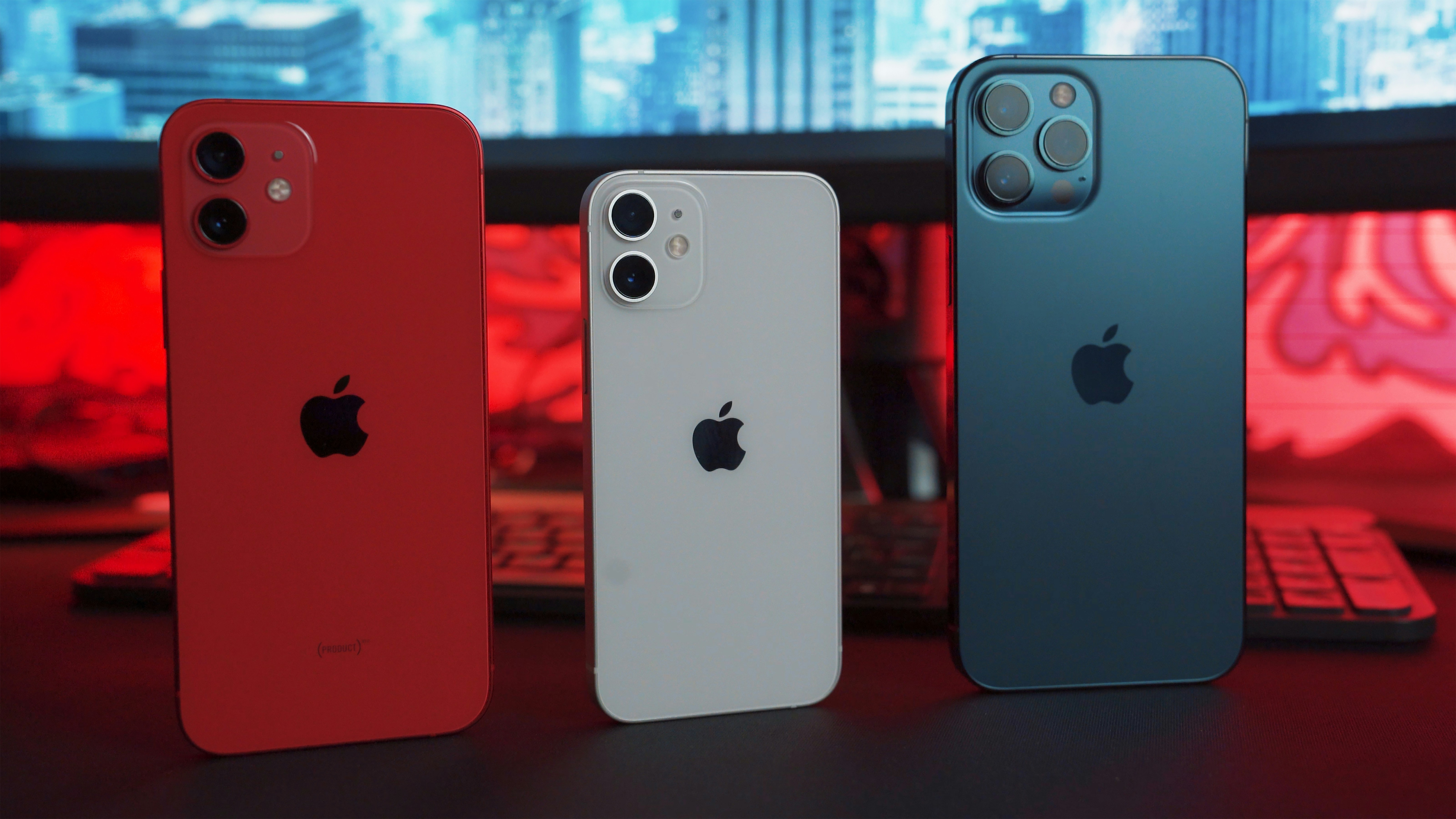 Close up iPhone 12, iPhone 12 mini and iPhone 12 Pro Max