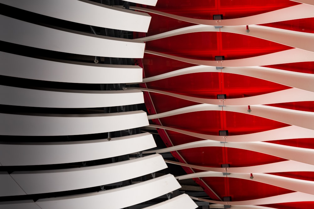 white and red spiral stairs