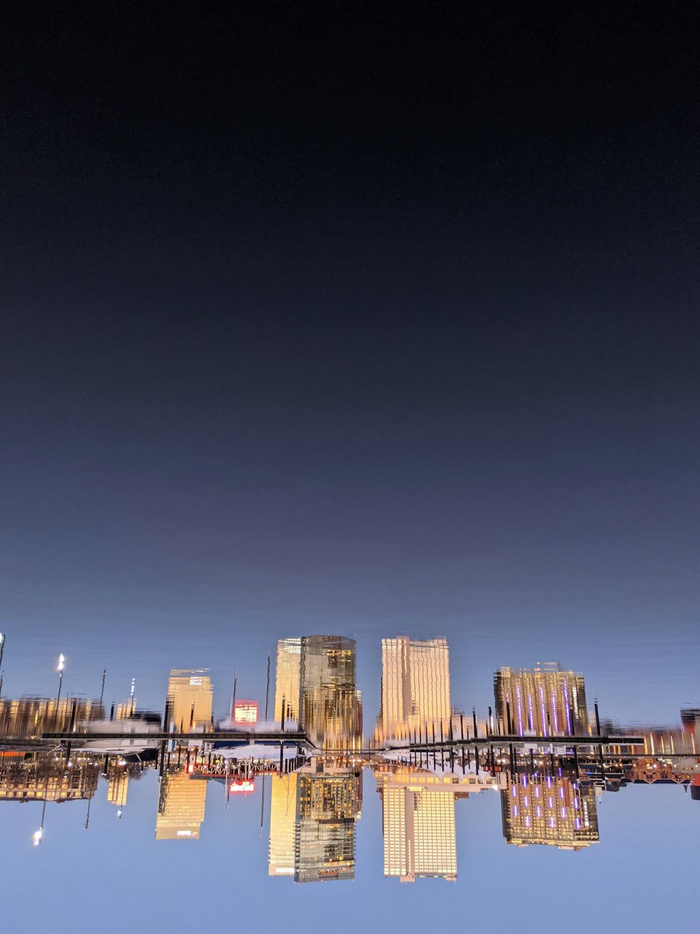 city skyline during night time