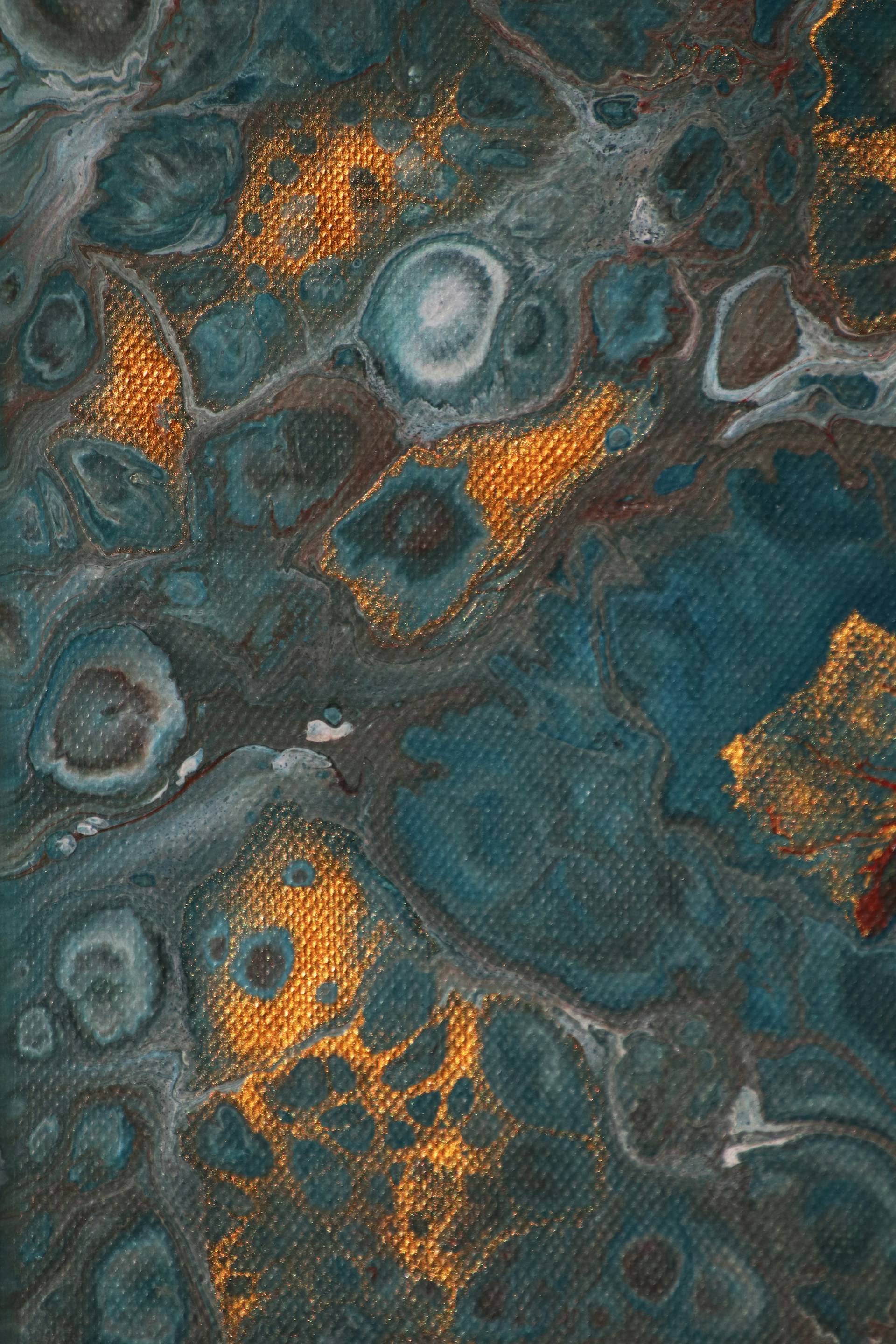 blue and brown floral textile