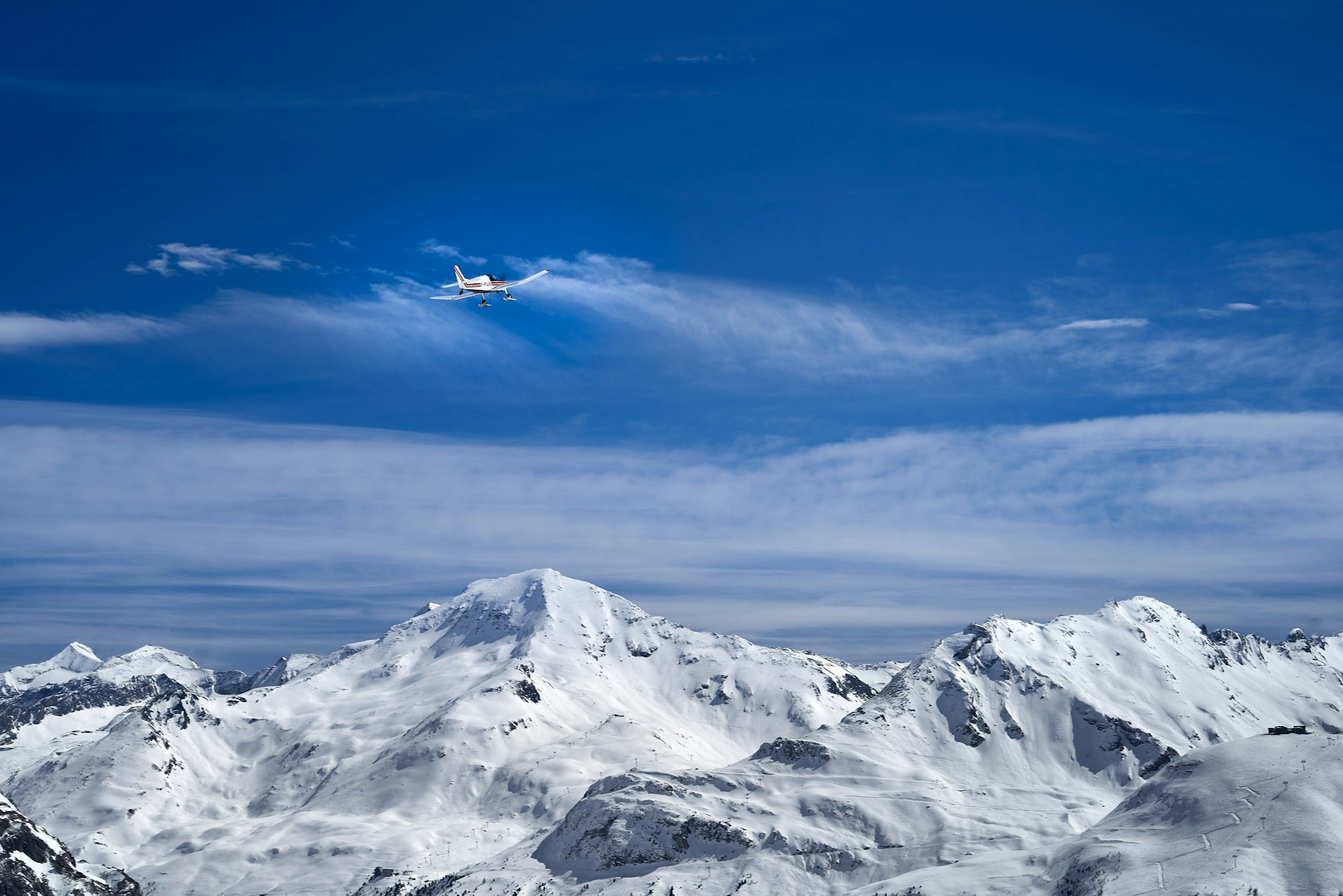 Snow-covered peaks of the Tarentaise above Val d'Isère on a clear winter day