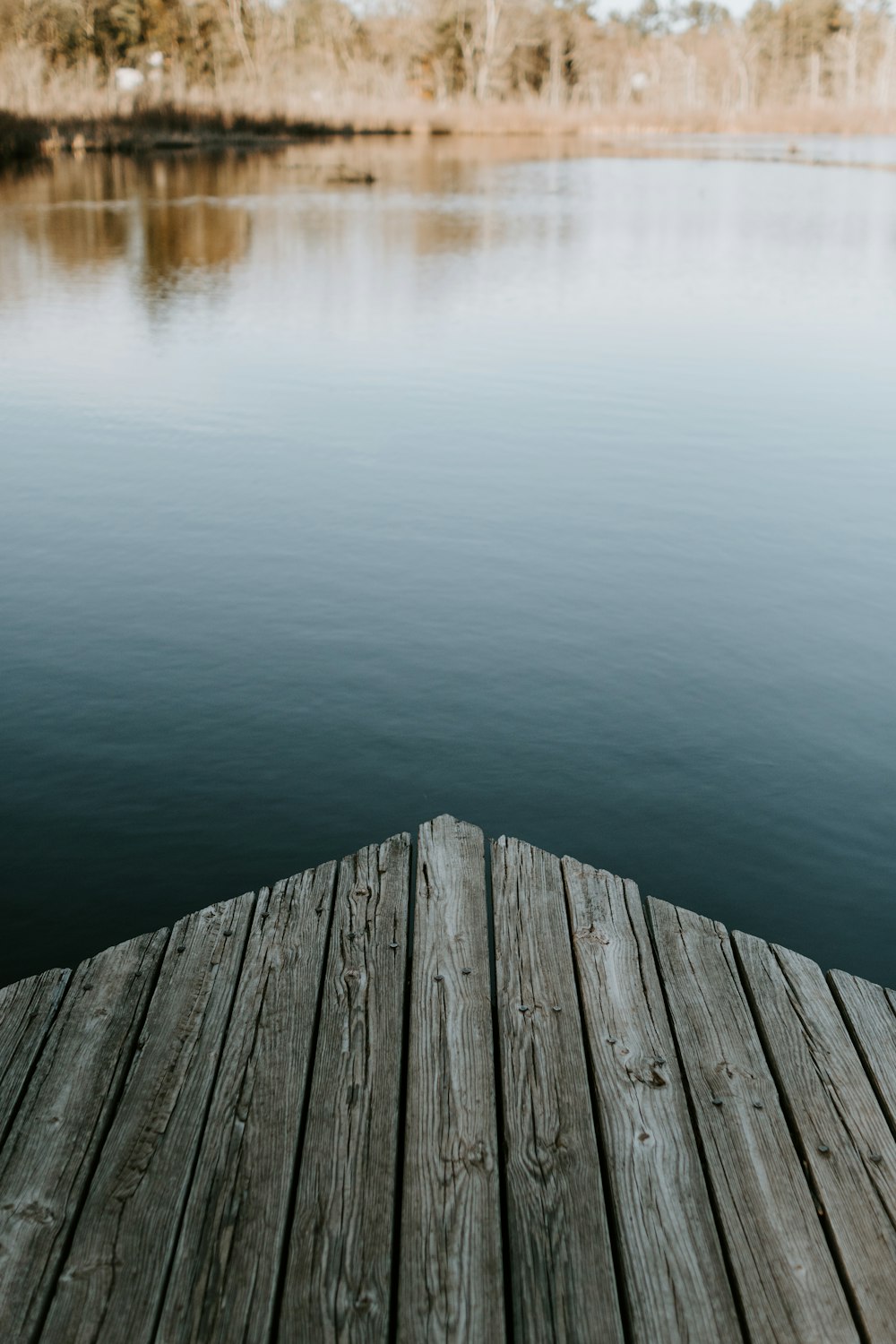 pontile in legno marrone sull'acqua calma