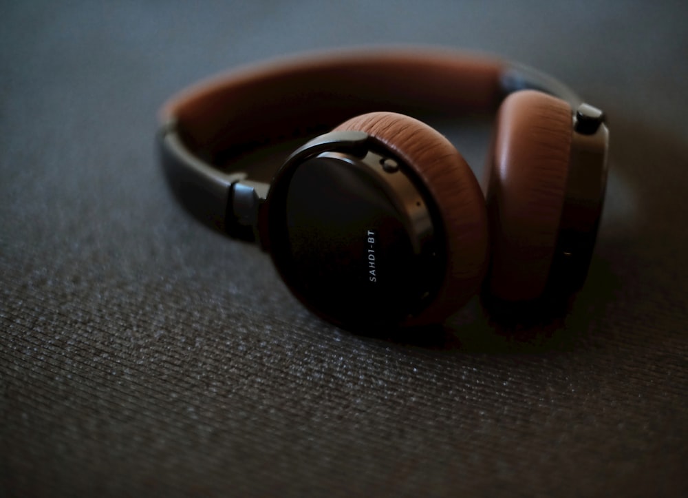 black and brown sony headphones