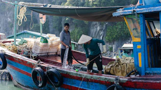 A fisherman’s boat deck cleaned and restored, ready for the next trip.