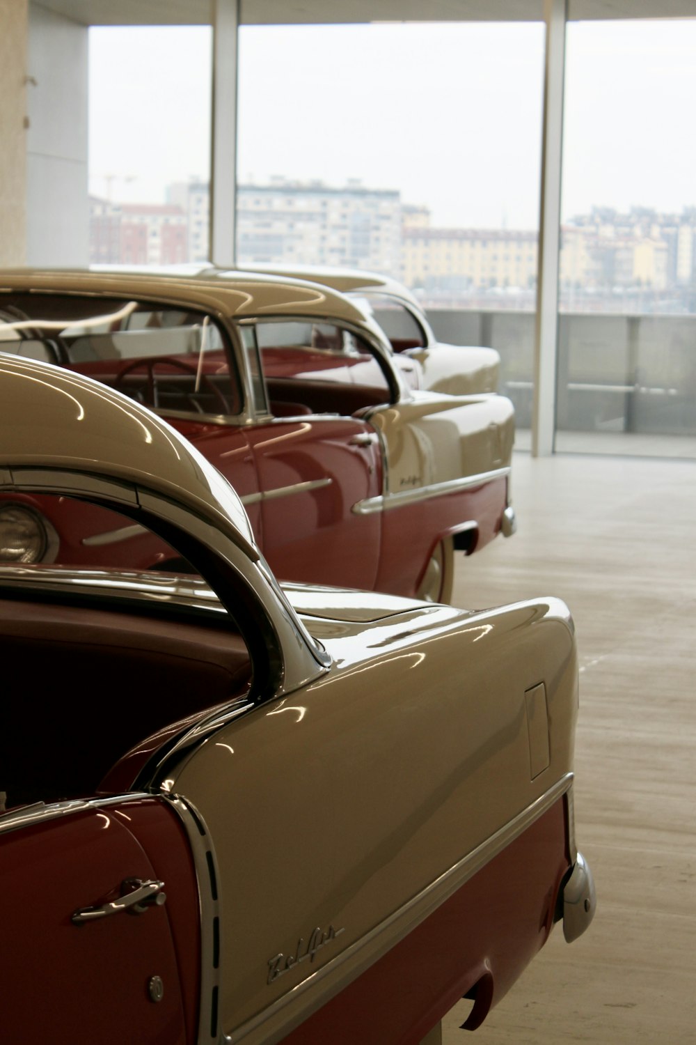 red and white vintage car