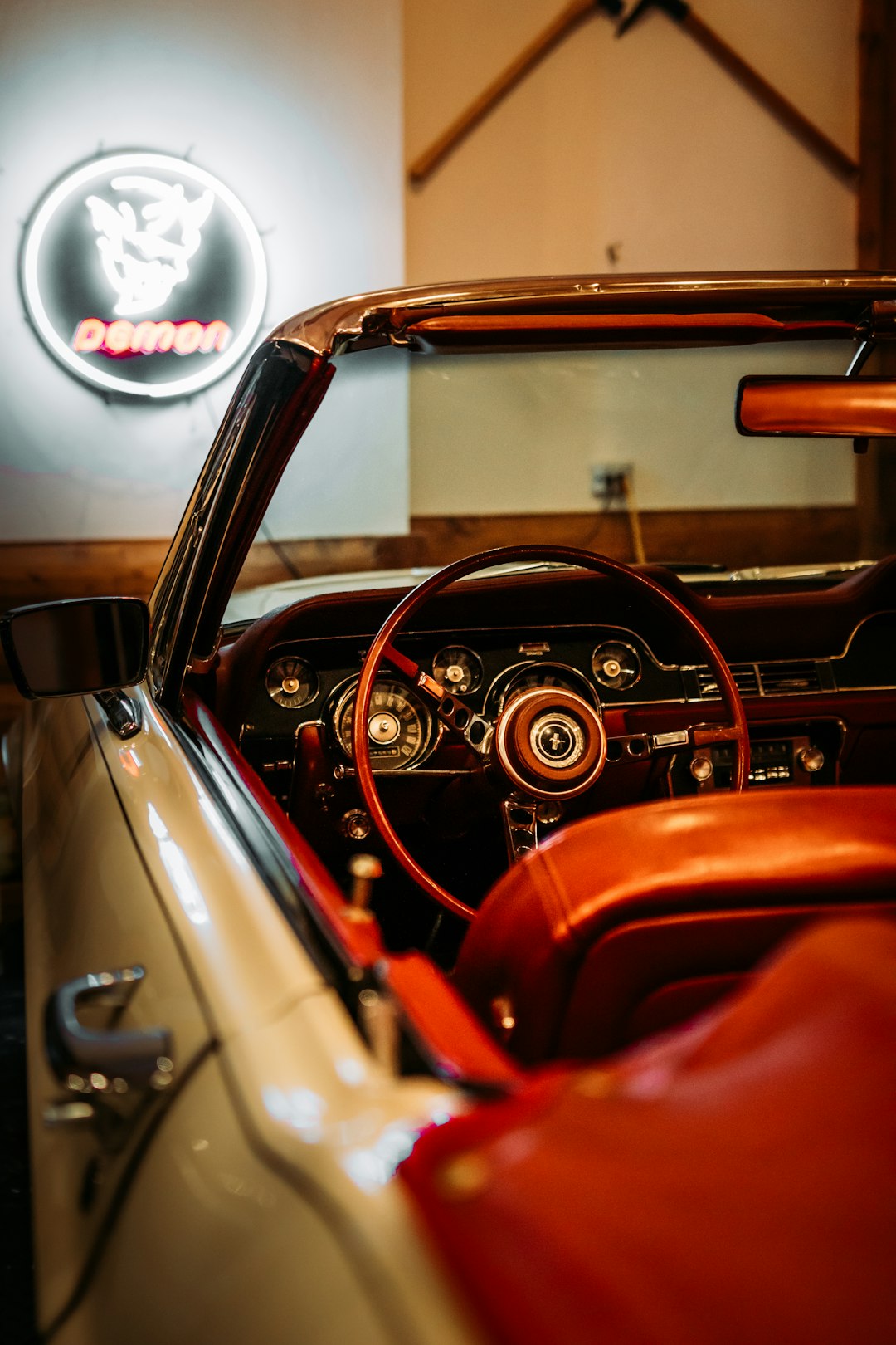 red and black car interior